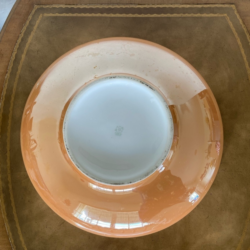 Vintage Noritake Hand Painted Lusterware Large Shallow Bowl Peach Blue Floral - Picture 5 of 9